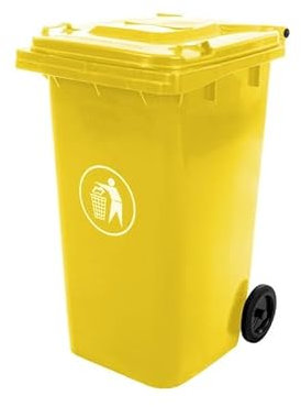 majowo® Poubelle jaune | plastique extra fort | roues en caoutchouc pleine 240 l | facile à nettoyer | Grand récipient pour les ordures, panier universel