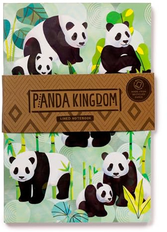 Puckator Panda Kingdom Recycled Paper A5 Notebook - School Teacher Student Homework Study Planner Notepad - Collage University Essentials Journals Planners - Jotter Uni Gifts Stationery Supplies