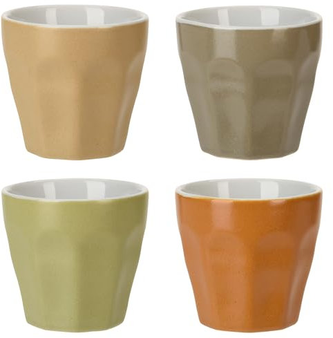 Excellent Houseware Espresso Coffee Cups Mini Tea Glasses 90ml Porcelain Modern Mugs Coffee Shot Demitasse Hot Cold Drinks Cup Tumblers Stackable Stoneware for Home Office Gift, Set of 4 (Coloured)