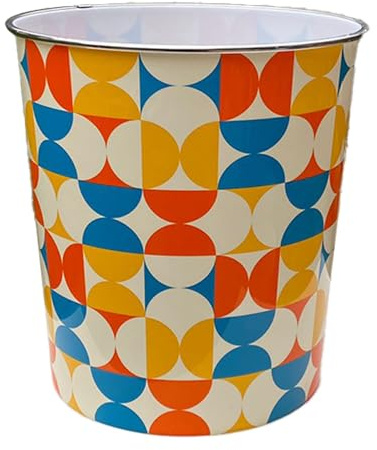 MantraRaj Plastic Waste Paper Basket Bin Floral Round Trash Can Lightweight Recycling Rubbish Bin for Kitchen, Bedroom, Bathroom, Open-Top Outdoor Garbage Container Dustbin, 7.7 Litre (Retro)