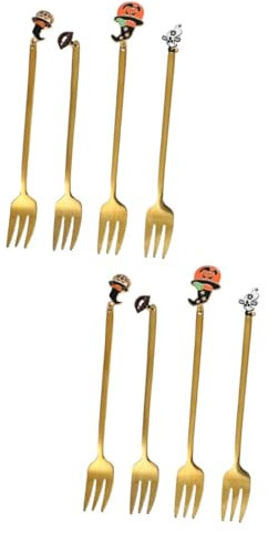 MAGICLULU 8pièces Fourchettes Acier Halloween Assortiment De Fourchettes à Dessert Café Et Chat Citrouille De