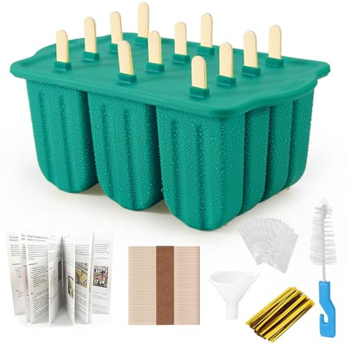 XKMiess Silikon-Formen für Eis am Stiel, Eiscreme-Form-Set, hausgemachtes Kleinkind-Eis am Stiel, für Kinder, Para Paletas De Helado Kulfi, BPA-frei, mit 50 Stäbchen, 50 Beuteln, 50 Drahtbindern