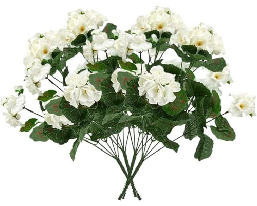 WYLFYJP Flor De Begonia Simulada Flor Artificial Flor De Geranio De Seda Geranios Artificiales For Exteriores 13,7 Pulgadas 4 Piezas De Geranios Artificiales Geranios Flores Artificiales
