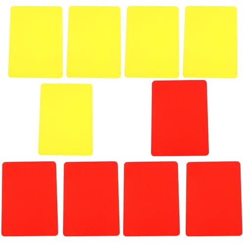 Olanmarp Set di biglietti per arbitri da calcio, robusti biglietti rossi e gialli in PVC, accessori indispensabili per ogni partita di calcio, Made in EU, set da 5 (5 pezzi giallo + 5 pezzi rosso)