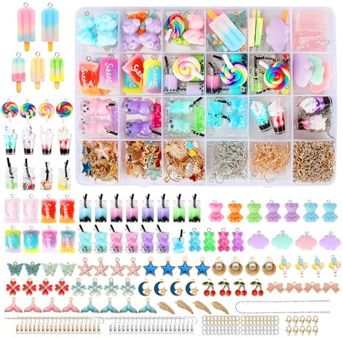 UCAMP hanger set sieraden,Gör-Det-Själv Smyckesset,Presenter Till Flickor,Halsband Med Fjärilsgummybjörn,