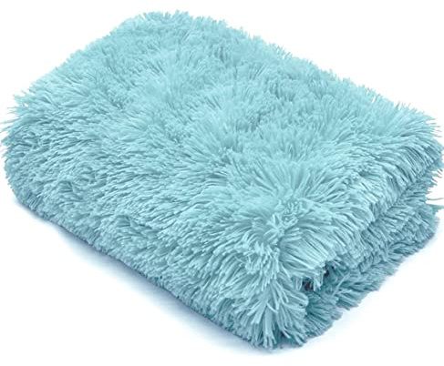 Cuddles Throws Hug & Snug Long Pile Fulffy Fur Fleece Blankets Super Soft Warm Cosy Couch Sofa Settee Bed Sherpa Fleece Throws Travel Multipurpose Large Blankets (Duck Egg, Double - 150x200cm)