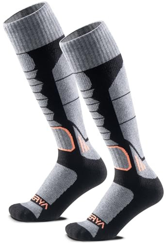 WEIERYA Damen Skisocken, Thermisch Gepolsterte Kniestrümpfe für Skifahren, Snowboarden und Outdoor Wintersport,Schwarz 2 Paar (41-44)