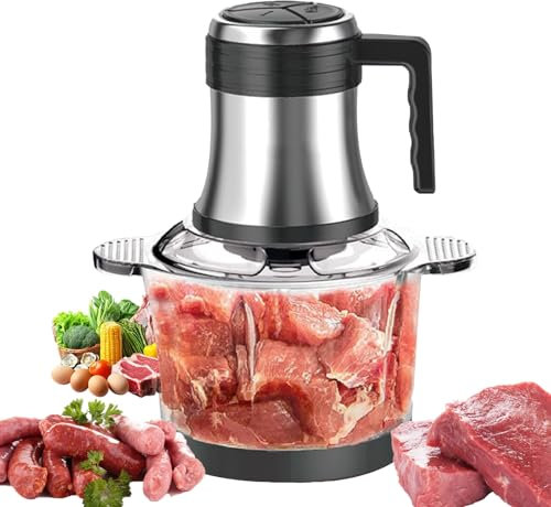 Picadora de Carne eléctrica de 800 W, procesador de Alimentos batidor de 3 litros con Cuchillas de Doble Capa, 2 velocidades Ajustables, Mini picadora de Alimentos para Carne, Pescado, Verduras