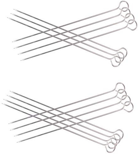 Happyyami 30 Pièces Signe D'acier Inoxydable Barbecue Aiguille à Brider La Viande Gril Accessoires De Camping Cuisine Accessoires De Plaque Chauffante Brochette Poêle Guimauve Bière Silver