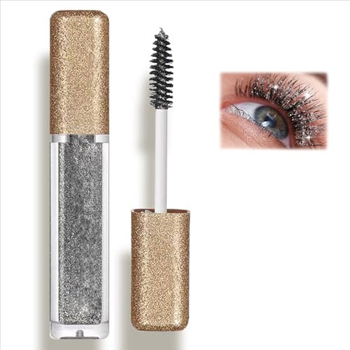 Glitter Mascara, Voluminous Metal Mascara, Firework for Sensitive Eyes, Waterproof & Long-Lasting Clear with Glitter for Eyelashes, Lengthening Volume Metal (Grey)