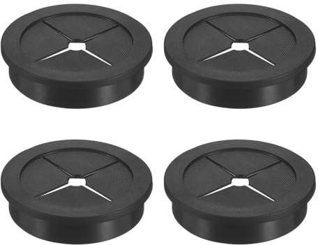 M METERXITY 4-Pack Rubber Grommets for Wiring 45mm Desk Grommet Double-Sided Flexible Cable Cord Grommet Desk Hole Cover for Cables/Wires Through Protection Cable Grommet [Black]