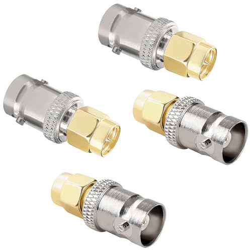 KUOQIY 4 Pezzi Connettore BNC Femmina a SMA Maschio, Adattatore da BNC a SMA, per Cavo di Prolunga Antenna WiFi