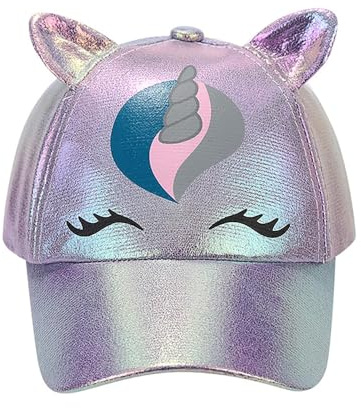 QKURT Girls Baseball Cap, Summer UV Protection Sun Hat Sports Casual Cap Adjustable Trucker Hat with Cat Ear Unicorn Pattern for Kids Ages 3-8 Purple
