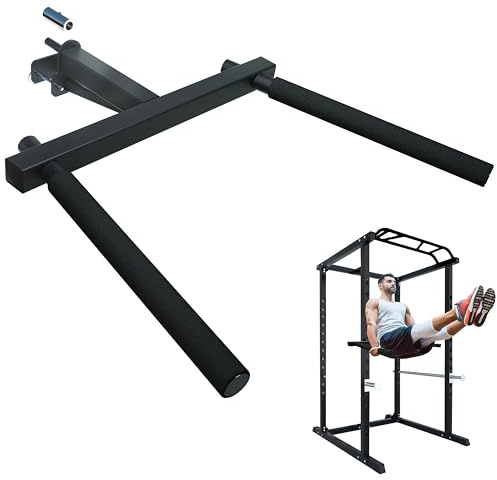 Upgraded-Dip Bar Attachment for 2x2 Squat Rack, Heavy Duty Power Rack Attachment with 5/8 or 1 Hole, Weight Rack Accessories for Strength Training, Chest, Triceps & Shoulder Workouts, Support 800 LBS