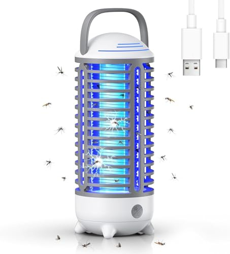 Insektenvernichter Elektrisch mit LED Lampe, 4200V Mückenlampe Mit LED-Licht, Wasserdicht Fliegenfalle Mosquito Killer Lampe,Fliegenfalle Elektrisch Mückenabwehr für Mücken,Motten,Fliege,Spinnen