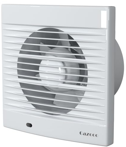 Cazooo 6 Inch/150mm Bathroom Extractor Fan, 18W 320m³/h Powerful Bathroom Fan, Wall & Window Mounted Extractor Fan for Kitchen Toilet Garage Ventilation, Low Noise, White (No Timer)