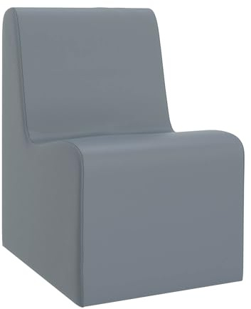 Children's Factory Large Contour Chair, Mix-and-Match Kids Chairs, Sofas, Corner Ottomans and Cubes, Foam-Filled and Water-Resistant, Flexible Seating for Classroom Elementary, Fog Blue Chair