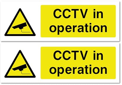 CCTV In Operation Signs 150mm x 50mm Pack Strong Adhesive Vinyl Stickers for Safety (2)