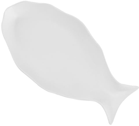 SOLUSTRE Ceramic Fish Shape Dinner Plate Frosted White Steaming Tray Household Serving Dish for Fish Fillets Appetizers and Snacks Food Steamer Plate for Kitchen and Hotel Use