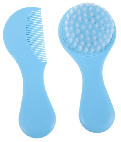 Infant Hairbrush Set with Comb, Plastic and Nylon, Washable Care Kit | Soft Baby Brush, Cradle Cap Comb, Handles, Easy to Clean, for Newborn Hair and Toddlers