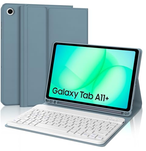 Tastiera Cover per Samsung Galaxy Tab A11 Plus/A11+ 2025/A9+ 11 Pollici | Keyboard Magnetico Staccabile, Italiano QWERTY, Custodia Tastiera Senza Fili Bluetooth con Portapenna, Blu grigio