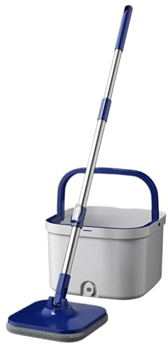 Juego De Trapeador Y Cubo: Agarre Antideslizante, Limpiador Giratorio, Trapeador Para Pisos Secos Y Húmedos Giratorios De 360 ​​​​° | Herramienta De Limpieza Con Mango Ajustable Para Madera Dura, Coci