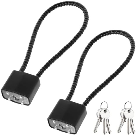XRVRILE 2 Lucchetti con Chiav, Lucchetto 28 CM con Fune Metallica nero a Chiavi Uguali, Lucchetto bici, Lucchetto Armadietto, Lucchetto Bicicletta, per Valigia, Casco, Armadio