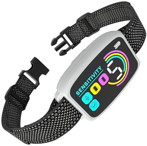 Meloive Collar Antiladridos para Perro,Collar Vibración Recargable | 8 Niveles de Sensibilidad Ajustables,4 Modos de Vibración/Fuerte Vibración/Sonido,Resistencia al Agua IP67,Blanco