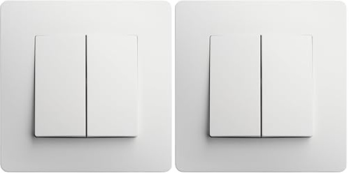DEBFLEX - Caly - Interrupteur Va et Vient Double - Interrupteur Mural Carré pour Commande d'Éclairage - Bornes de Connexion Automatiques - ABS - Installation Encastrée - Blanc - 85 x 85 x 37 mm