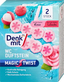 Toilet Aromated Stone Magic Twist Pink & Lychee, 2 Stück – Marke DM Deutschland – Kompatibel mit Denkmit – Toilet Duftstein Magic Twist Rose & Litschi, 2 St.