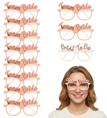 CATZUM Set di 11 Occhiali da Sole di Carta Bride to be & Team Bride, per Addio al Nubilato, Festa della Sposa, Festa a Tema, Decorazione e Accessorio Foto