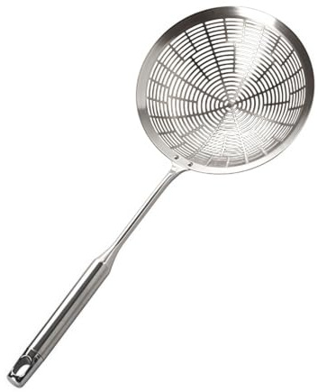 Mestolo in acciaio inox a forma di ragno con manico, utensile da cucina in rete metallica per pasta, friggere e scolare, 35,5 cm