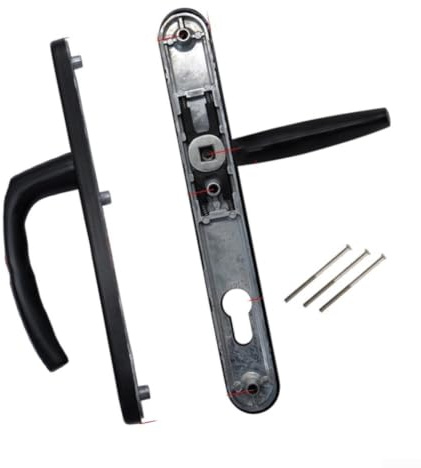 Juego de manijas doradas de 92 mm para puertas compuestas de madera Upvc con distancia de tornillo de 122 mm y construcción de aleación de zinc, par de palancas de larga duración (negro)