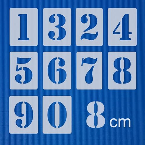 Zahlenschablone Nr.05 | Zahlenhöhe 8cm | 1 Satz Zahlen 0-9 | 10 einzelne Schablonen | Malerschablone | Wandschablone