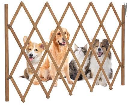 AllRight Hundeabsperrgitter Hundegitter Hundegatter Schutzgitter Treppenschutzgitter Holz Aufziehbar Befestigungsmaterial 75 x 105 cm