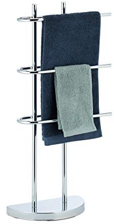 Relaxdays Handtuchhalter Chrom, dreiarmig, Halbrunder Fuß, Handtuchständer freistehend, Metall, HBT: 83x40x18 cm, Silber