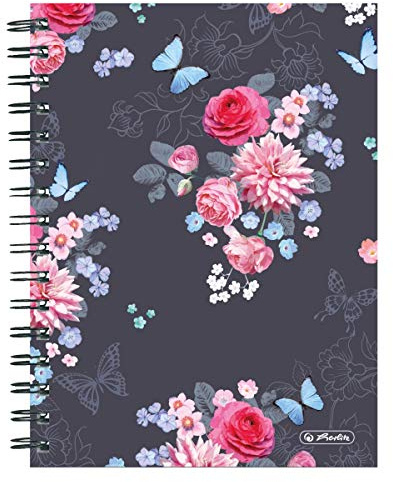 Herlitz 50021413 Spiralboutiquebok A5 Ladylike Flowers, 100 ark rutig, 1 st