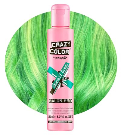 Crazy Color Emerald Green Semi-Permanent Hair Dye 150ml | Highly Pigmented Jewel Green Conditioning & Oil Nourishing Vegan Formula, No Bleach or Ammonia