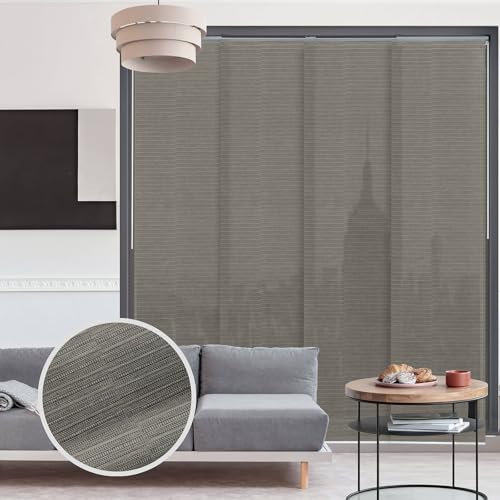 GoDear Design Adjustable Sliding Glass Door Blinds, Panel Track Vertical Patio Door Blinds, Extendable Track from 45.8 to 86 W, Trimmable Panel Curtains Up to 96, Semi-Privacy, Crown Zipper