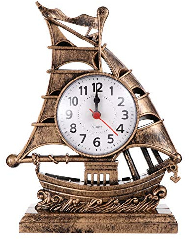 BESPORTBLE Sailboat Uhr Dekorative Tischuhr Im Maritimen Stil Für Schlafzimmer Und Büro Design Batterie Zufällige Ziffern Geschenkidee Für Segelbootliebhaber
