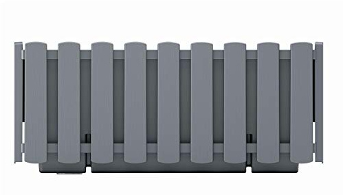 Prosperplast Boardee Fencycase Blumenkasten Balkonkasten Blumentopf Pflanzkasten Rustikales Design für Innen- und Außenbereich (380 mm Länge, Grau)