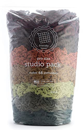 friendly loom Quality Cotton Weaving Loops in Earthtone Inspired Colors – 10” PRO Size | Weave 36 Functional Potholders | Made in The USA