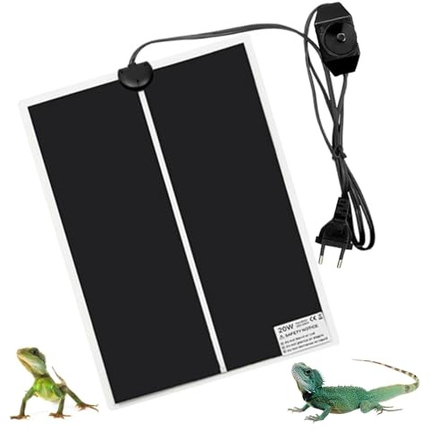 CLIUNT Tapis Chauffant Reptile, 20W Tapis Chauffant pour Reptiles, Tapis Chauffant Terrarium, avec Contrôle De La Température, pour Reptiles -Tortue, Serpents, Lézards, Geckos (42 x 28cm)…