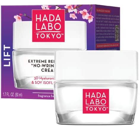 Hada Labo Tokyo Lift No Wrinkles Anti-Falten Aufbaucreme 50 ml, Tages- und Nachtcreme mit Hyaluronsäure, Kollagen, Squalan, Sojamilch-Ferment und Vitamin E