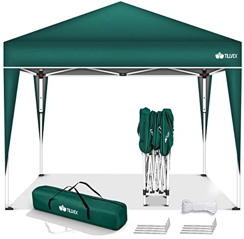 tillvex Pavillon 3x3m wasserdicht + 4er Set Sandsäcke | Pop-Up Faltpavillon stabil & höhenverstellbar | Gartenzelt UV Schutz 50+ | Partyzelt mit Tasche für Garten (Grün)