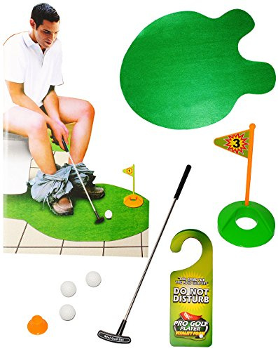 alles-meine.de GmbH 7 TLG. XL Set - WC & Toiletten - Golf Spiel mit Schläger & Golfball - Vorleger - auch als lustiges Bürogolf & Tischgolf - Toilettengolf/golfen - Badezim..