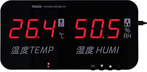 Fydun Medidor de Temperatura y Humedad, Higrómetro Digital con Pantalla Grande, Sensor de Temperatura y Humedad, Alarma de Umbral, Monitorización Precisa en Invernaderos, Display LED Claro
