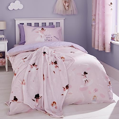 Catherine Lansfield Dancing Fairies Reversible Junior Duvet Cover Set with Pillowcases Pink