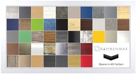 RahmenMax Skane Puzzlerahmen Bilderrahmen Posterrahmen 30x90 cm Weiss Gemasert Passgenau Handgefertigt inklusive Antireflex Acryl Verglasung