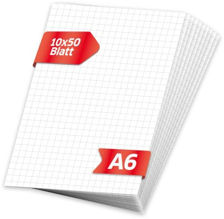 Primus Print Notizblöcke - 10er Set - A6 kariert - 80g Papier - Schreibblock, im Set erhältlich (10, kariert)